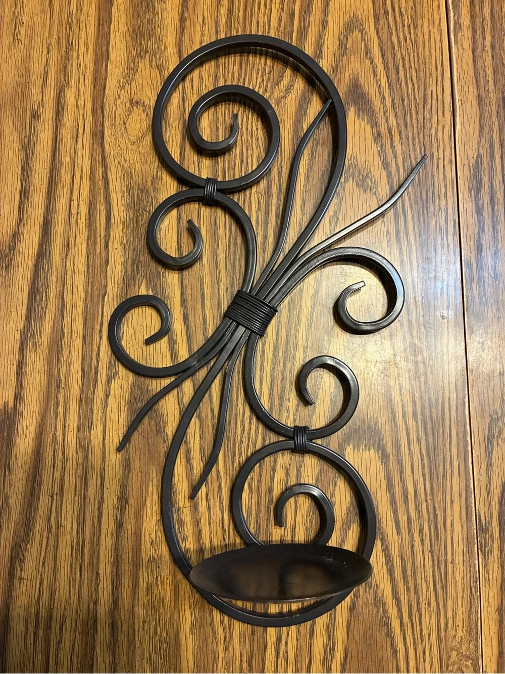 Decorative Brown Metal Scroll Wall Sconce